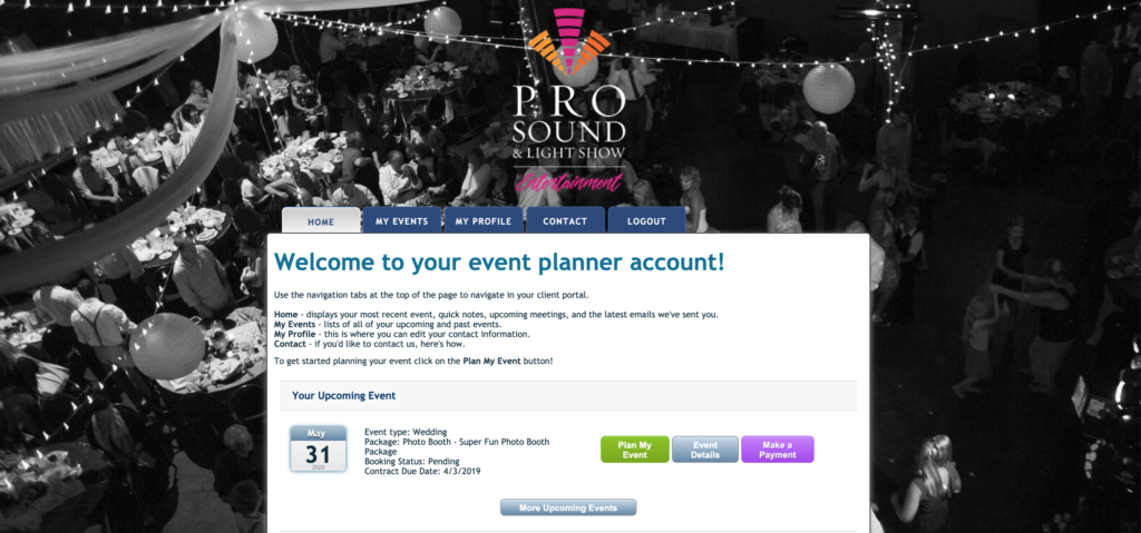 online wedding planner account