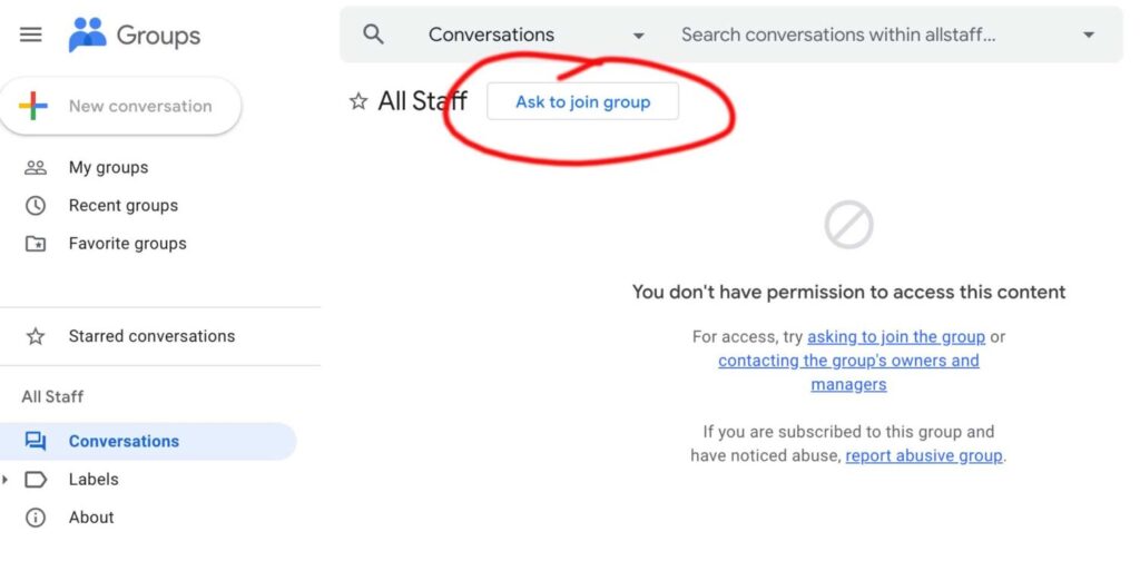 all staff google group
